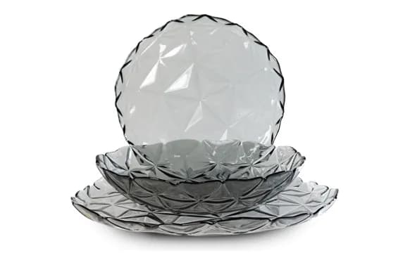 Vajilla 18 pzas cristal gris