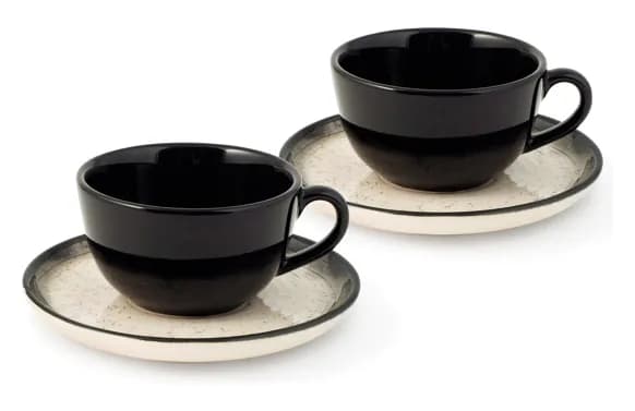 Taza te con plato stoneware 2 uds