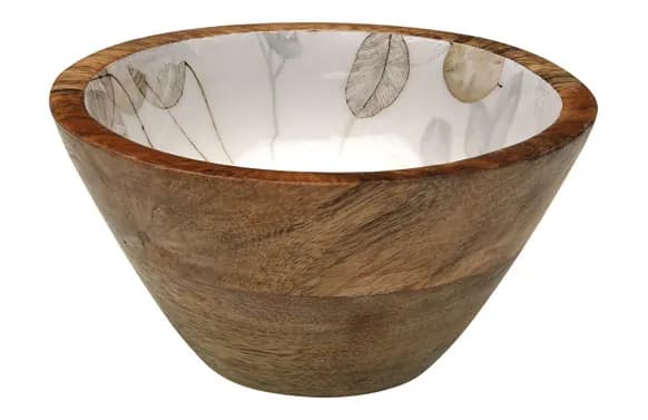 Bol madera decorada esmaltado