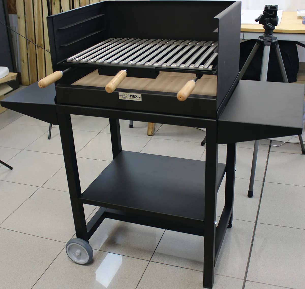 Barbacoa carbon-leña rectangular con refrectario