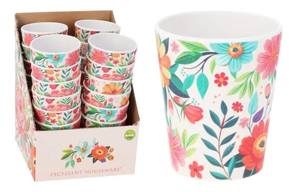 Vaso melamina decorado flor (expositor)