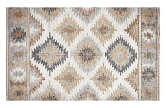 Alfombra vinilica estampada kilim grises