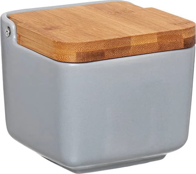 Salero porcelana tapa bambú