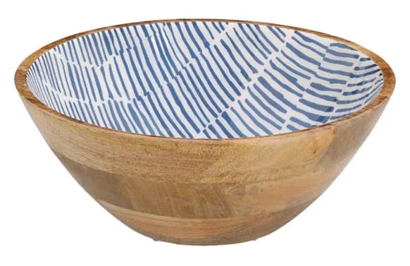 Ensaladera alta madera decorada esmaltada