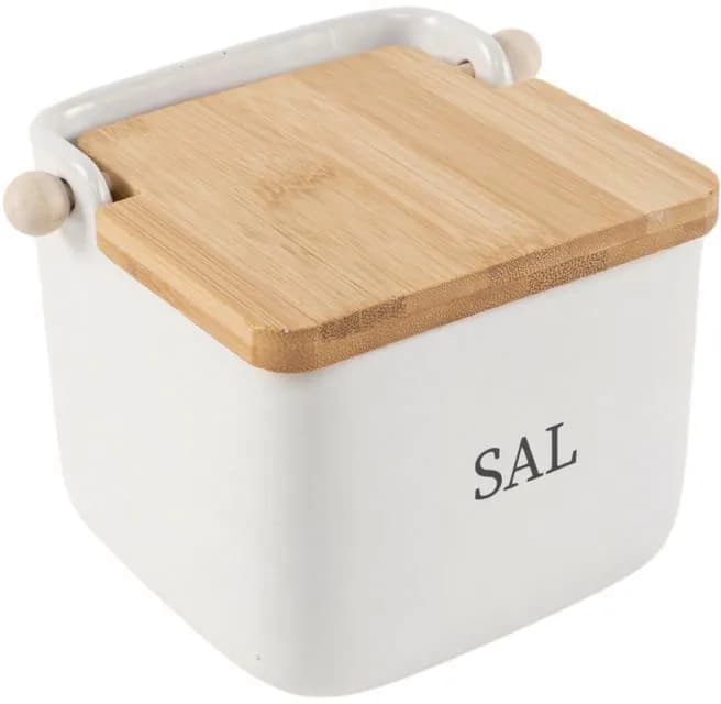 Salero porcelana tapa bambú