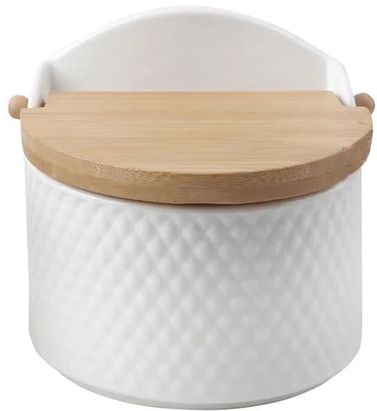 Salero porcelana grabada tapa bambú