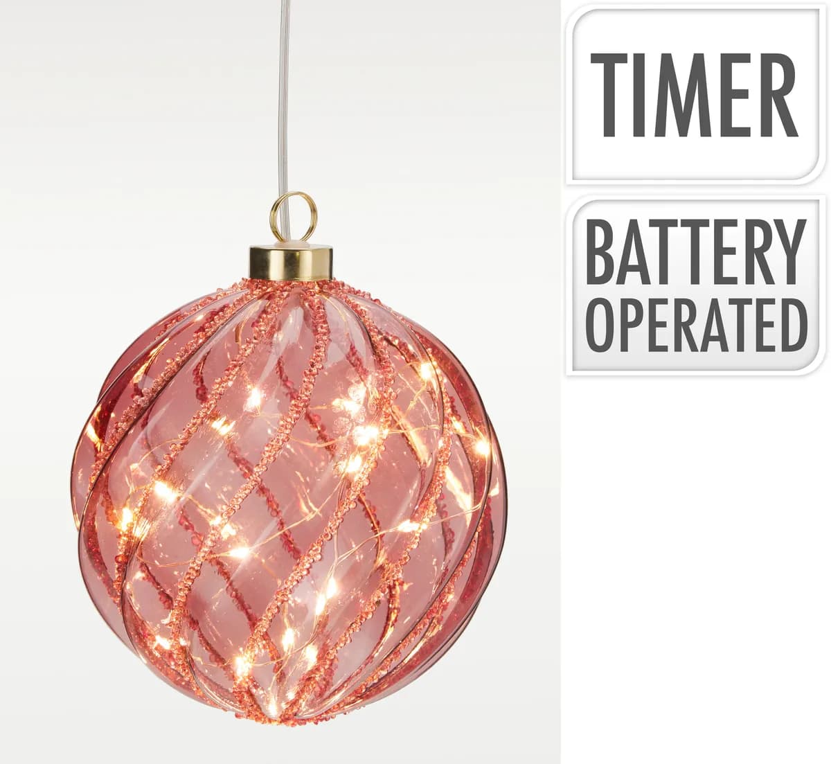 Bola decorativa vidrio leds timer a batería