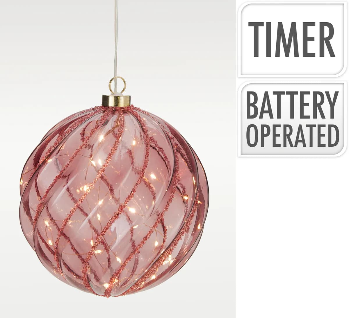Bola decorativa vidrio leds timer a batería