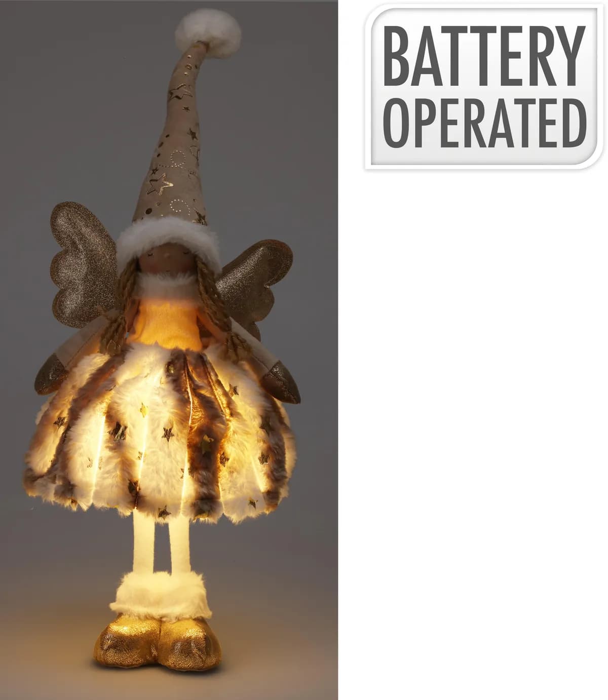 Muñeco navidad con leds angel a pilas