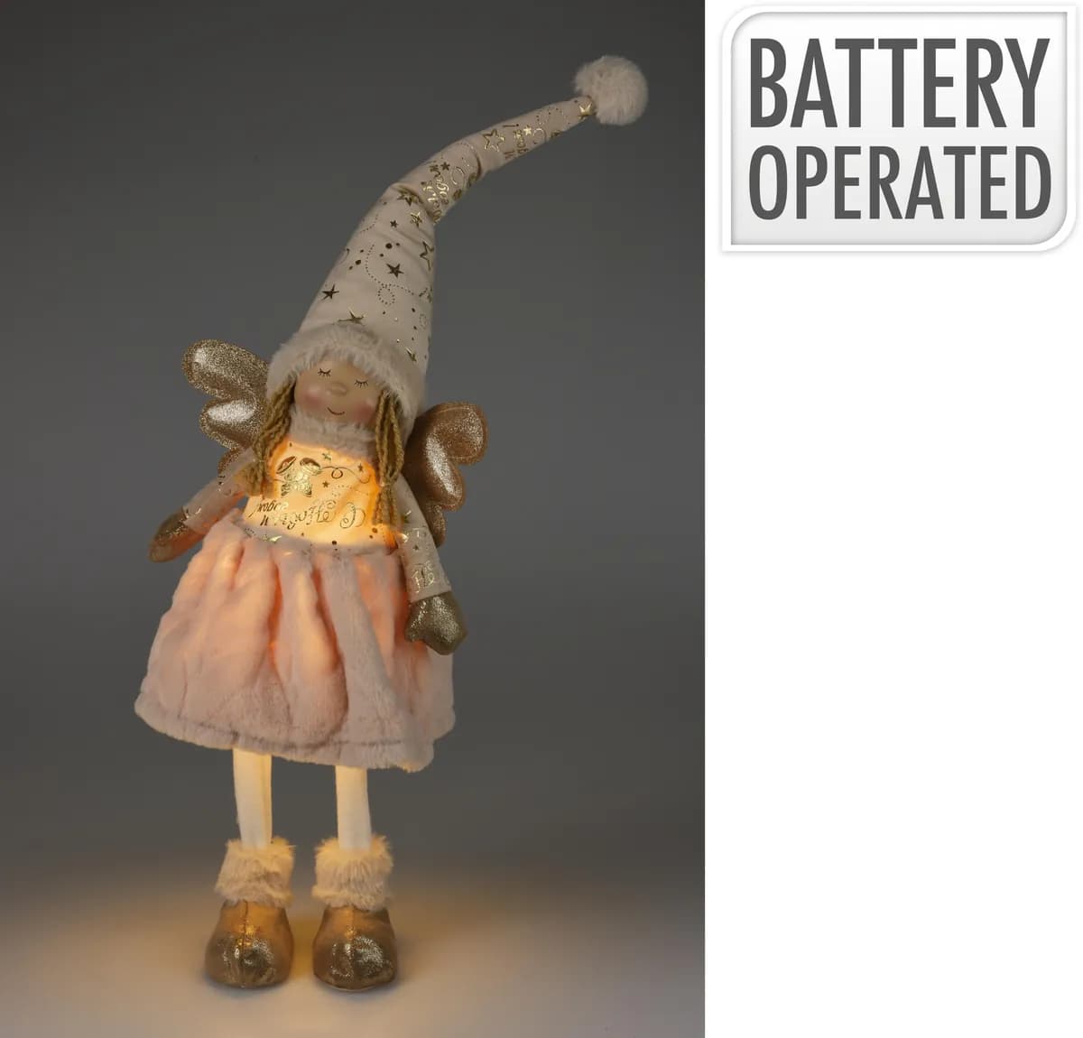 Muñeco navidad con leds angel a pilas