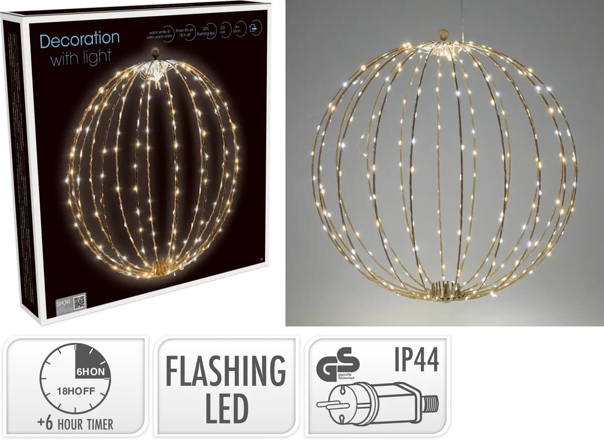 Bola metal led plegable con programador timer flash