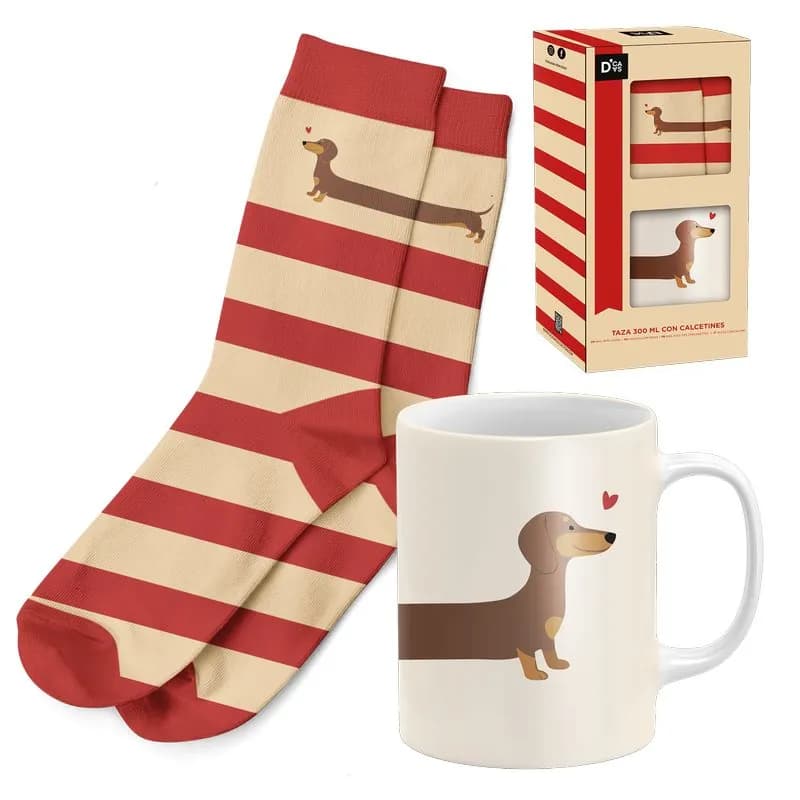 Mug porcelana + calcetin caja regalo
