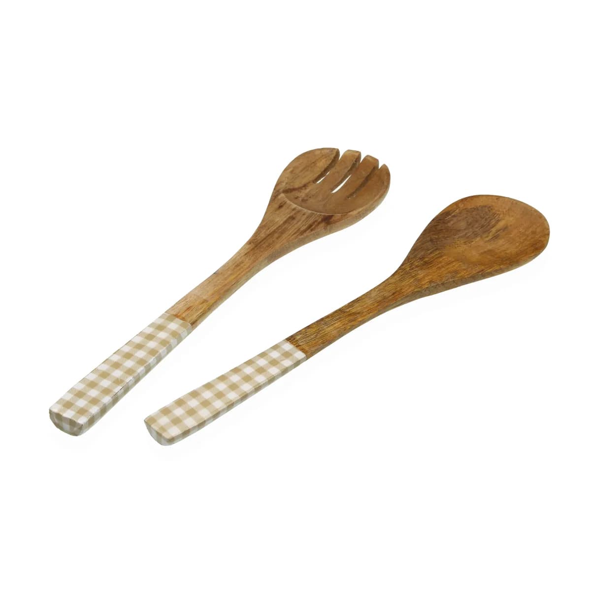 Utensilios ensalada madera decorada set 2u