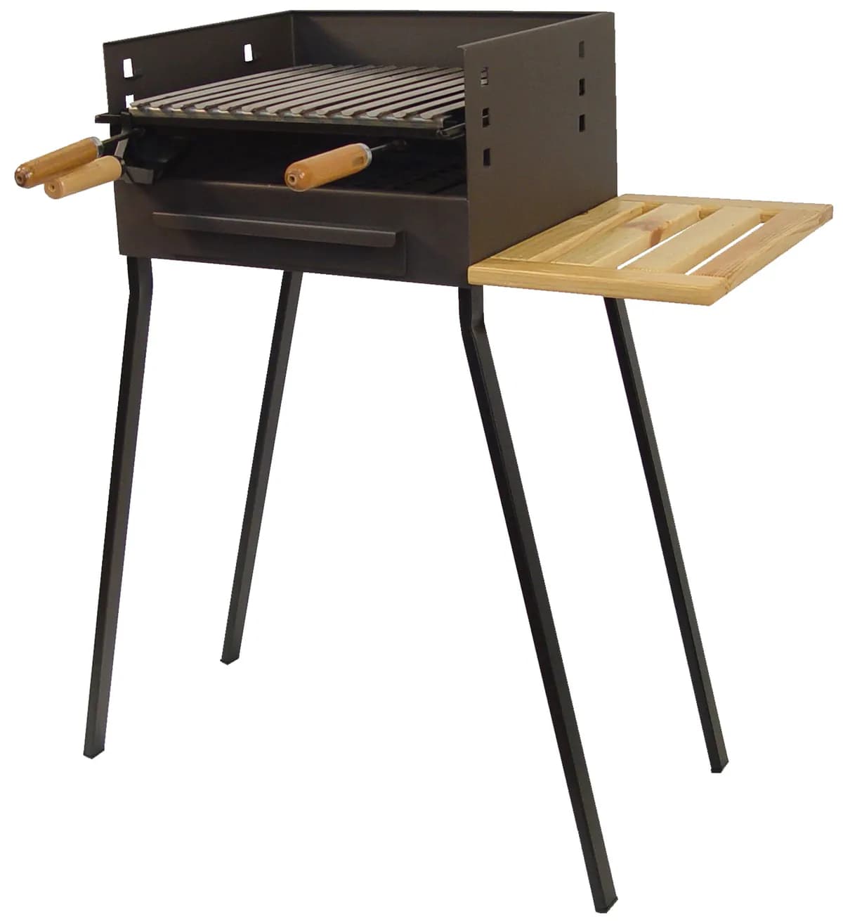 Barbacoa carbon-leña rectangular hierro forjado p