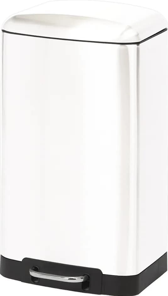 Cubo pedal rectangular metalico blanco