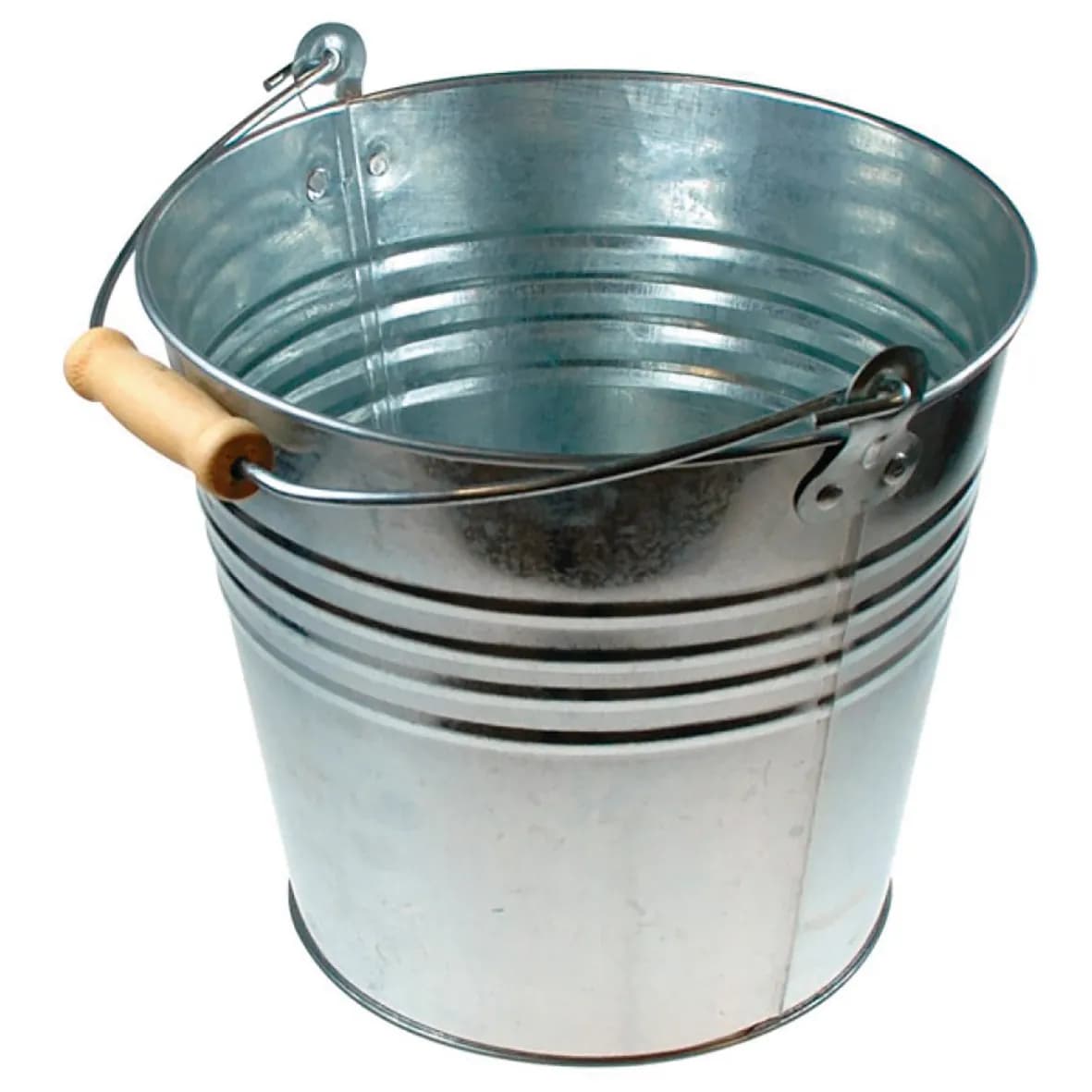 Cubo galvanizado asa madera
