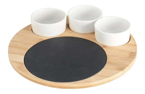 Set aperitivo pizarra bambú redondo Ø 24,5cm