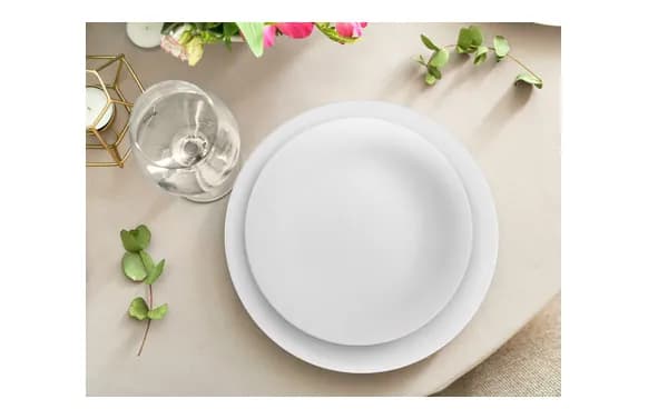 Plato porcelana grabado blanco