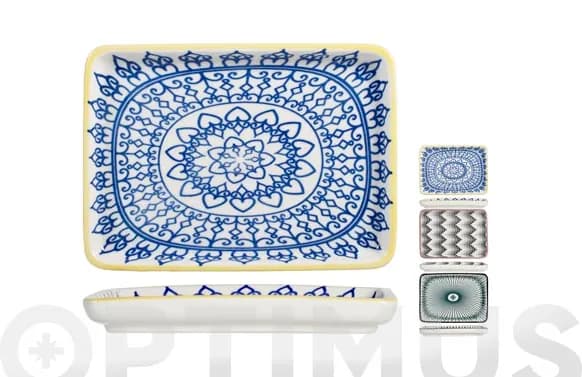 Plato porcelana rectangular full decorado