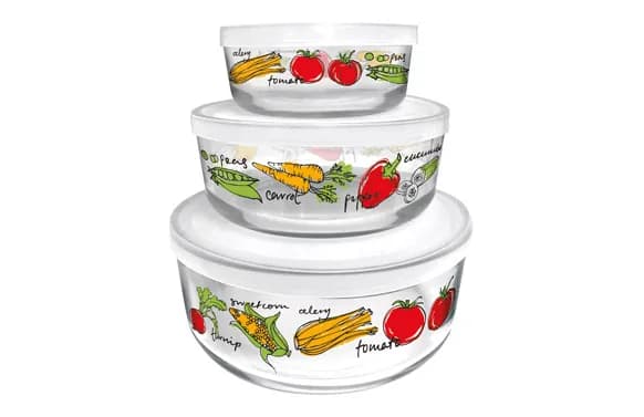 Contenedor vidrio con tapa set 3u