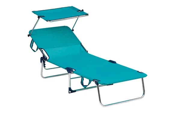 Cama playa multiposicion, con asa, posiciones escalerilla y parasol