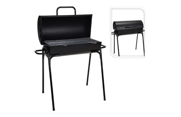 Barbacoa carbon rectangular cilindro con tapa