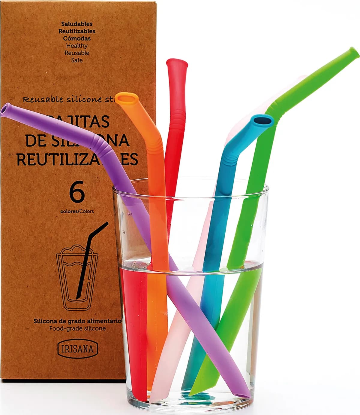 Pajitas reutilizables de silicona c/escobilla