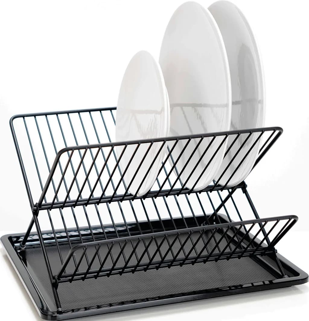 Escurreplatos plegable negro