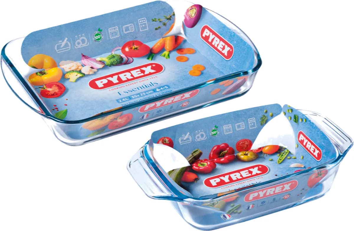 Bandeja vidrio horno Pyrex set 2 uds
