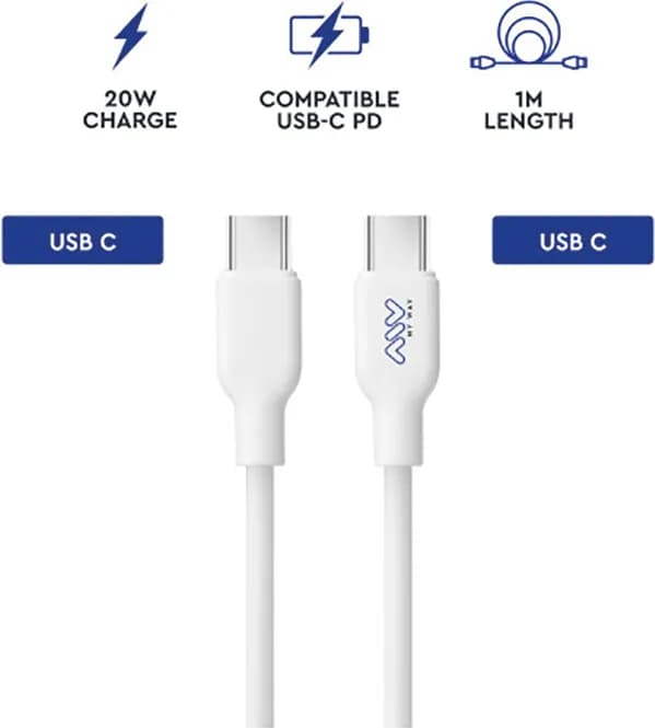 Cable conexion usb tipo c a tipo c 20w