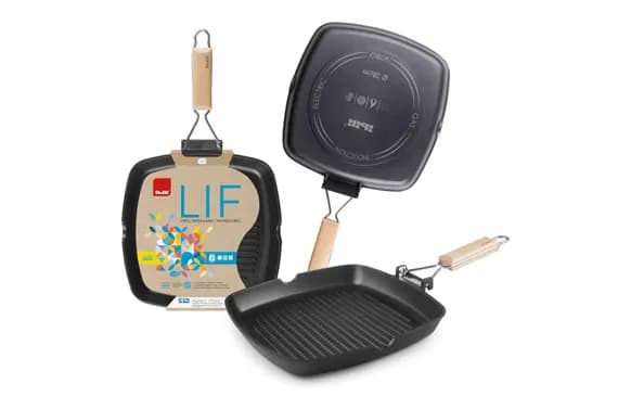 Grill ondulado aluminio fundido asa abatible lif