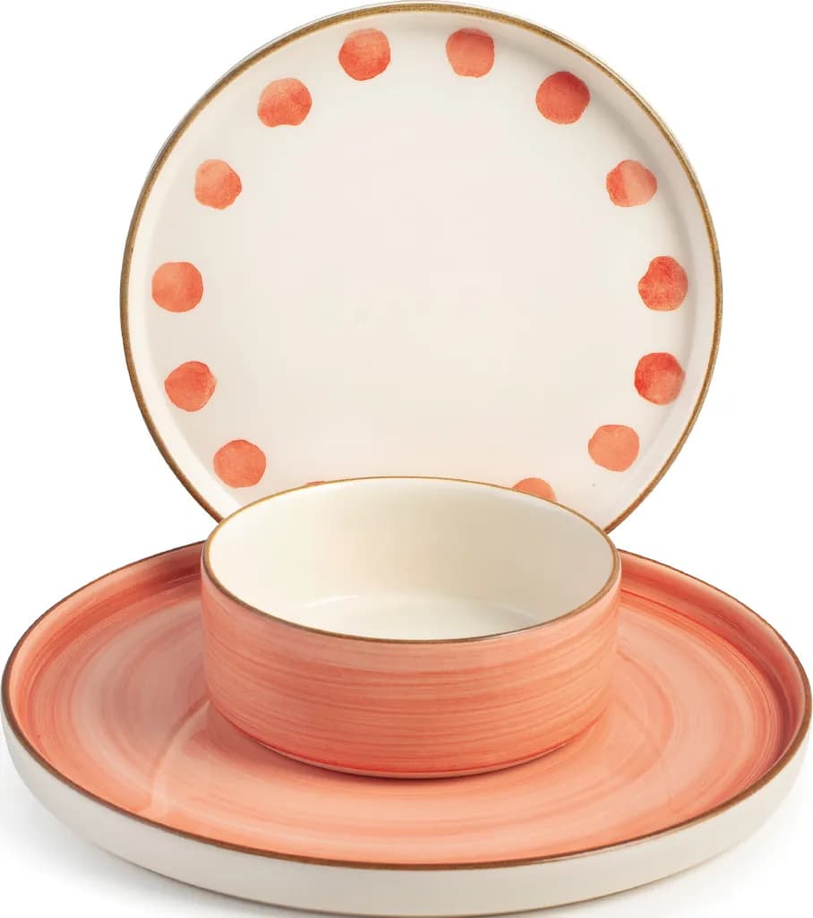 Set 3 platos 1 servicio cerámica decorada