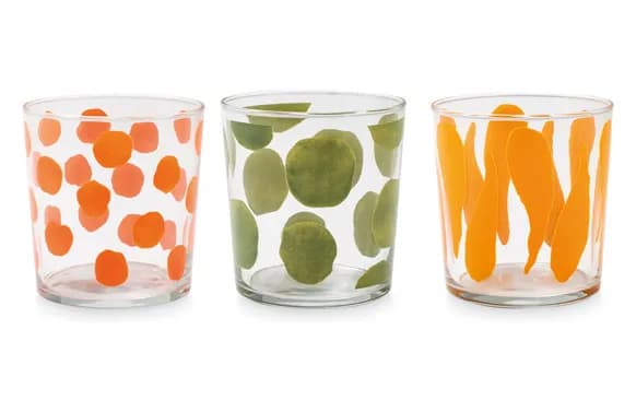 Vasos vidrio decorados pack 3 uds