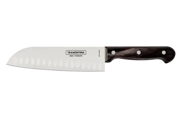 Cuchillo santoku polywood castaño