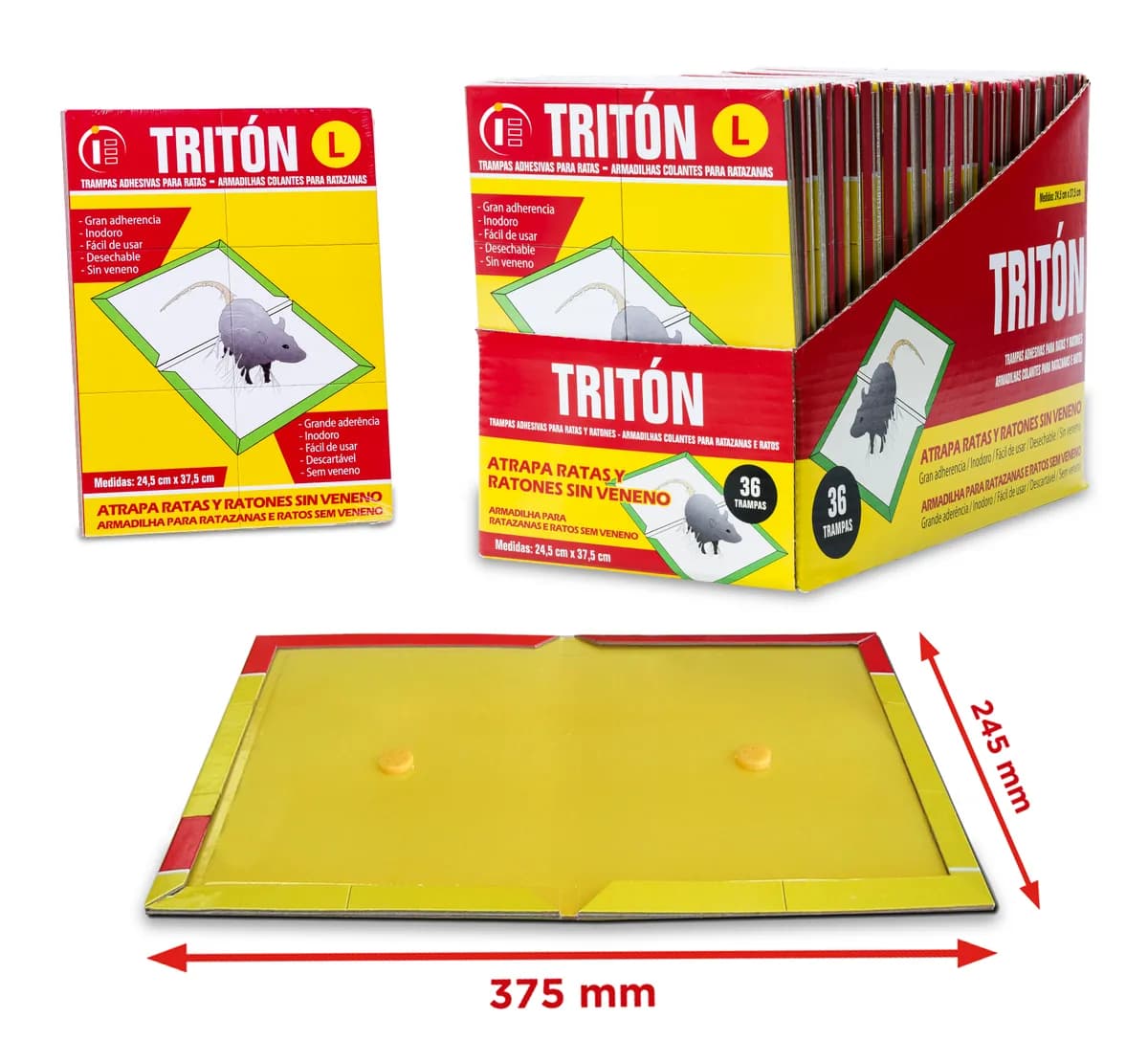 Trampa adhesiva ratas triton 24,5x18,5 cm