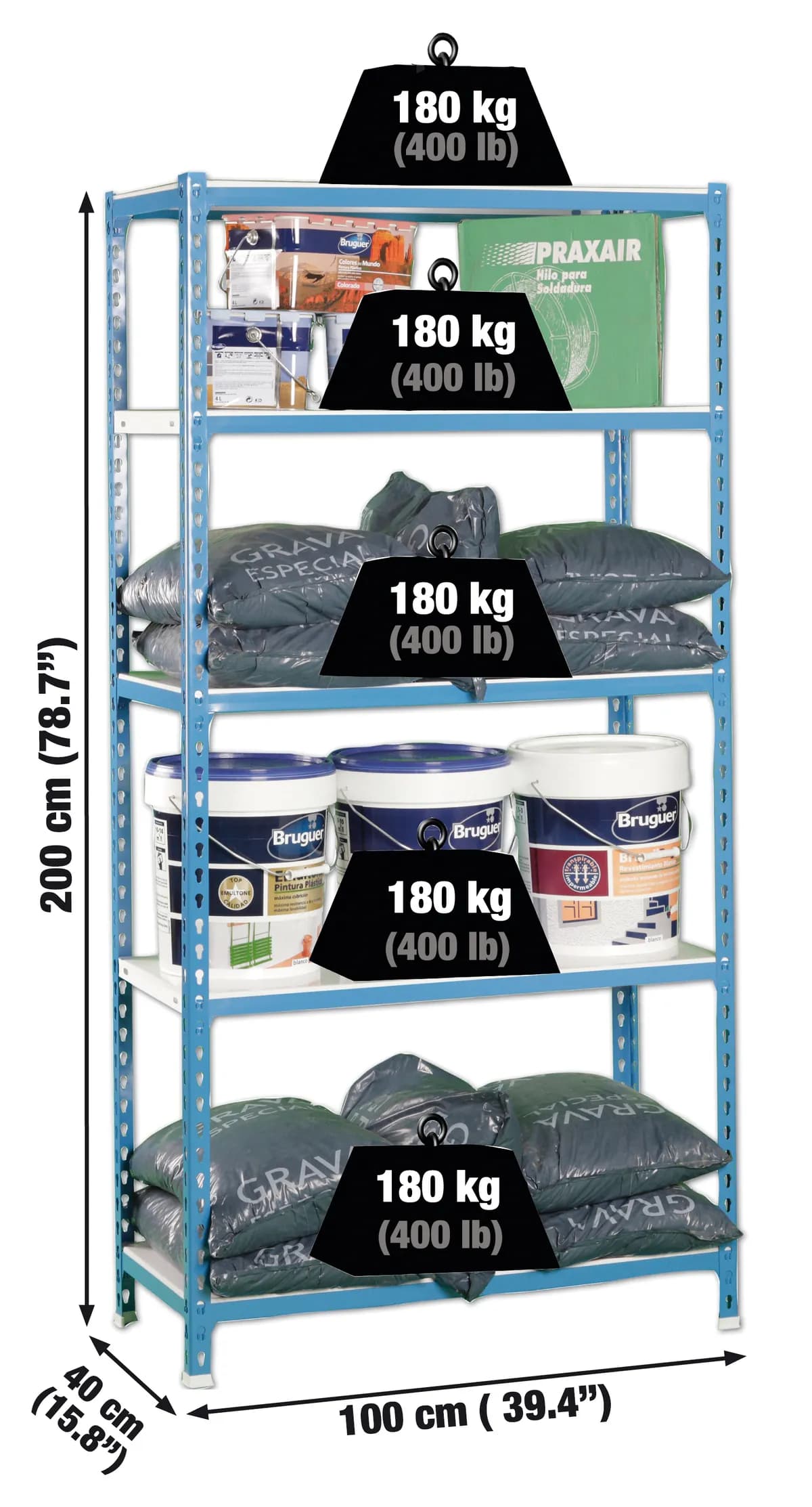 Estanteria metal galvanizado 5 estantes metal sin tornillos