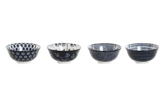 Bol porcelana decorado surtido azul set 4 uds