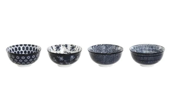 Bol porcelana decorado azul set 4 uds
