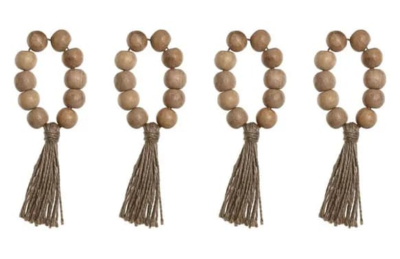 Servilletero macrame acacia bolas set 4uds