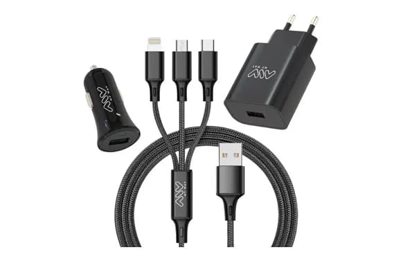 Pack cargador de coche usb+cargador casa usb+cable 3 en 1
