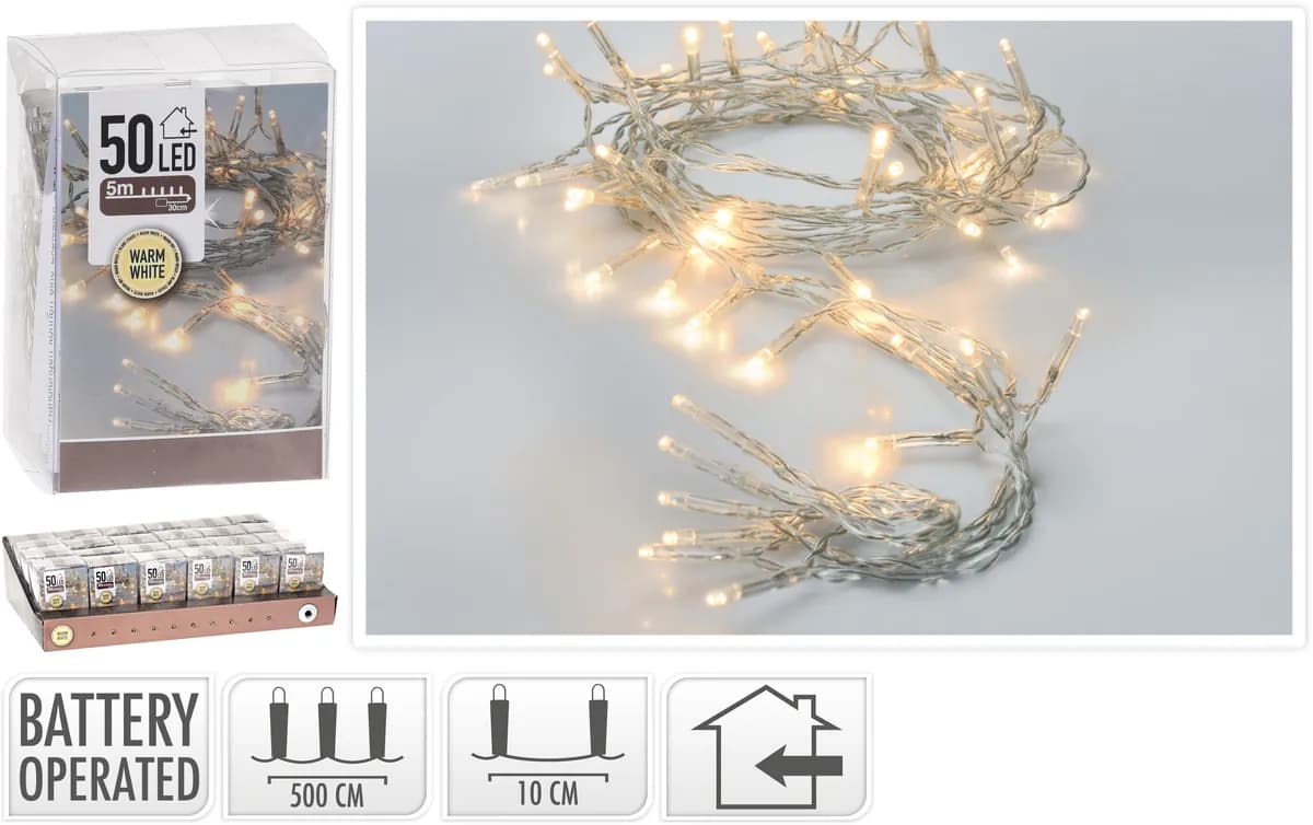 Guirnalda interior 50 led 10cm 3pilas aa no incluidas