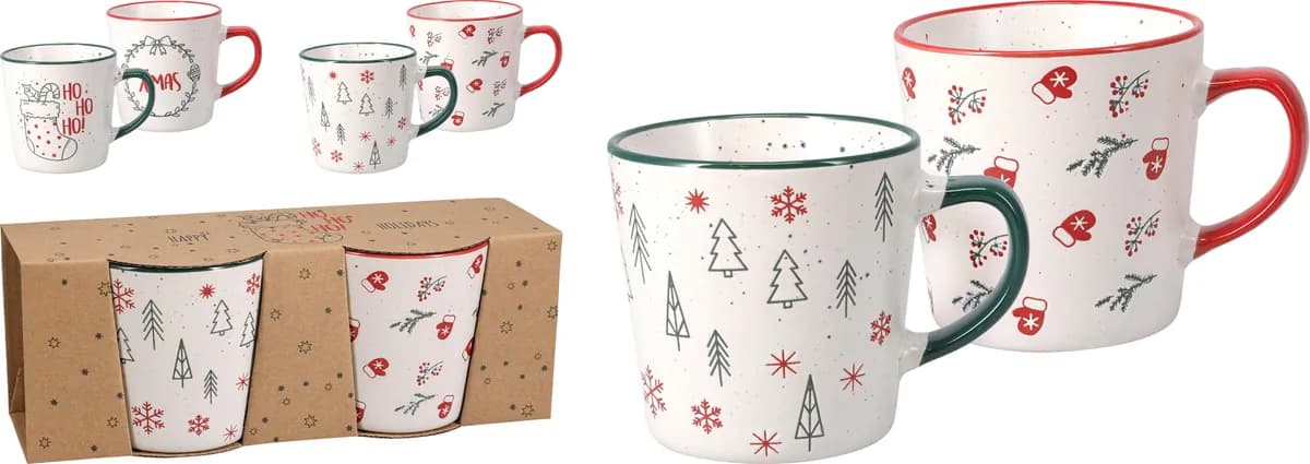 Mug stoneware set 2u navidad