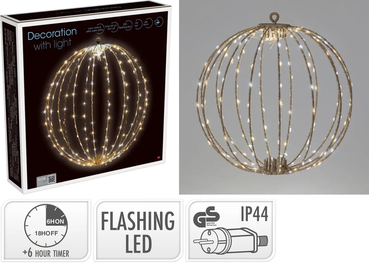 Bola metal led plegable con programador timer flash