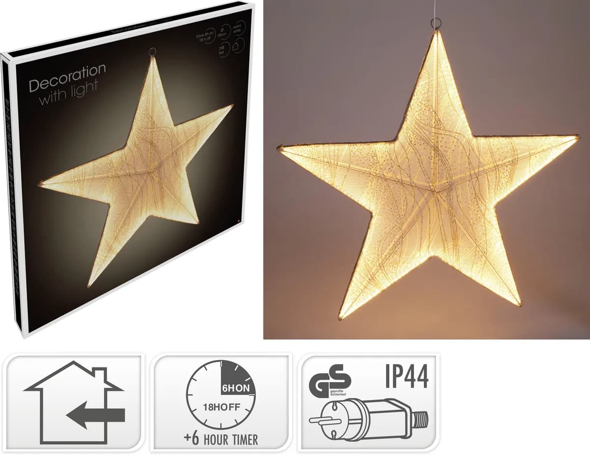 Estrella colgante leds con programador interior