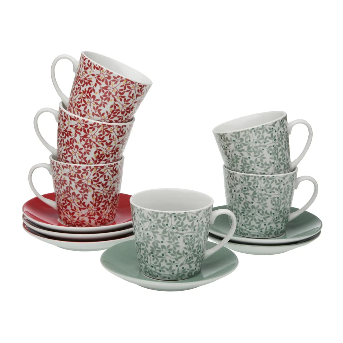 Taza te porcelona con plato set 6 uds