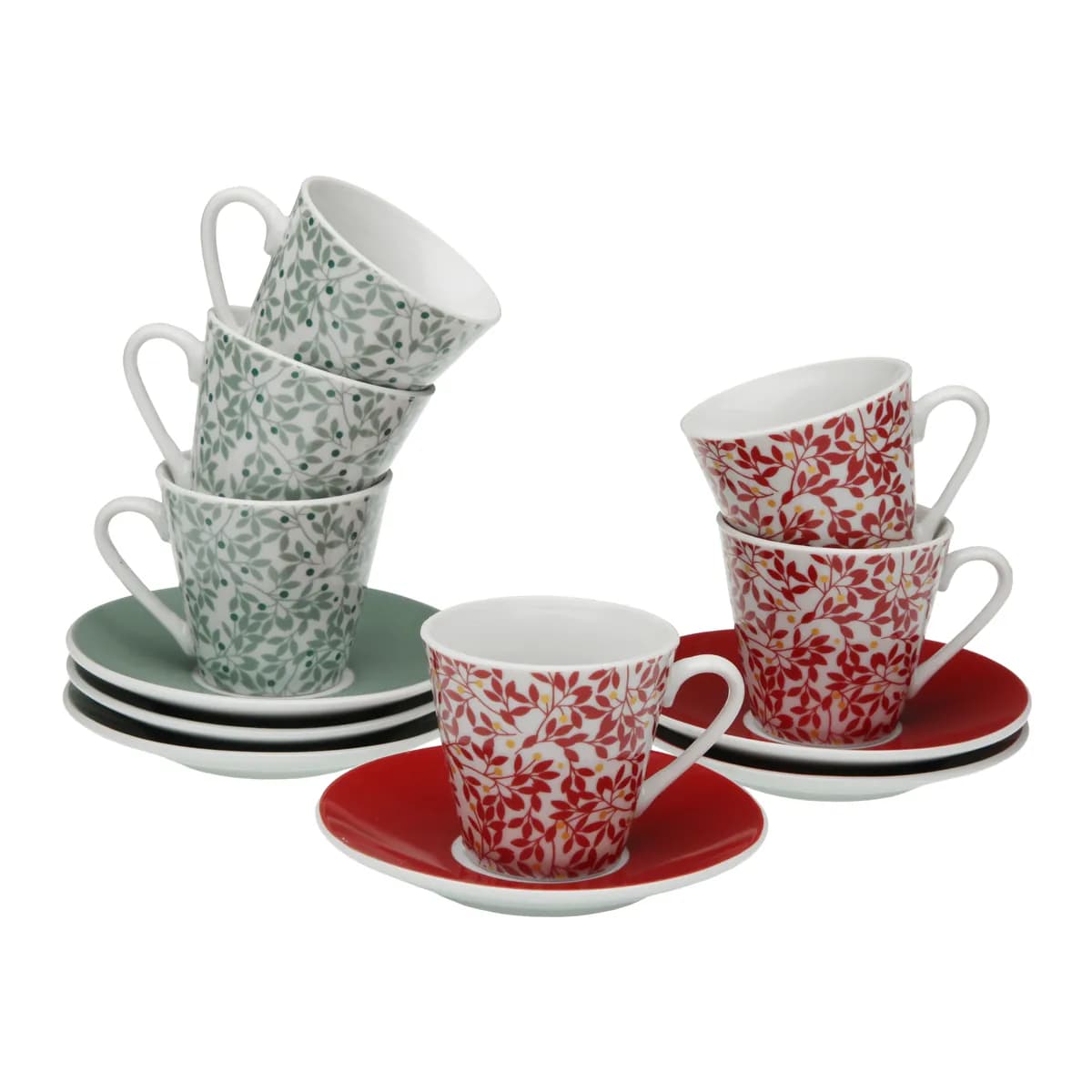 Taza café porcelona con plato set 6 uds
