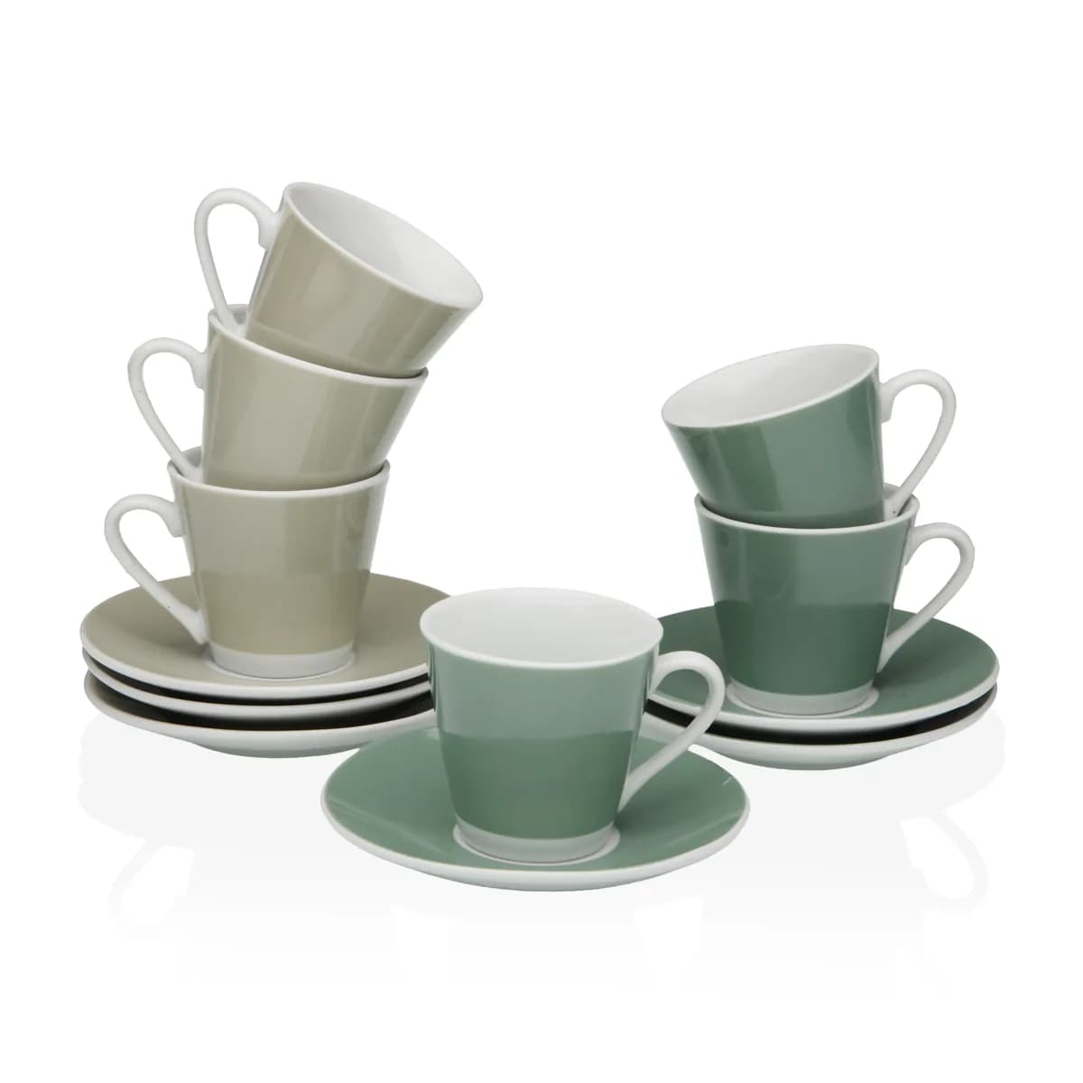 Taza café porcelona con plato set 6 uds