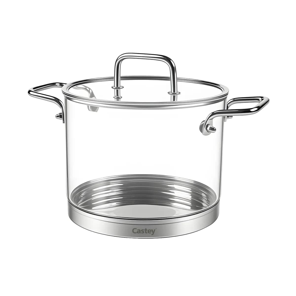 Olla hibrida borosilicato tricapa inducción