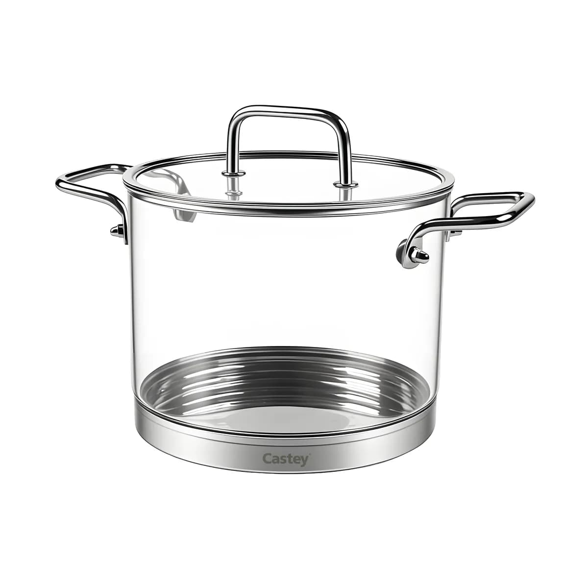 Olla hibrida borosilicato tricapa inducción