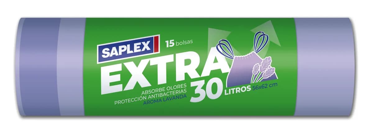 Bolsa basura 30 L (15 uds) cierra facil extra